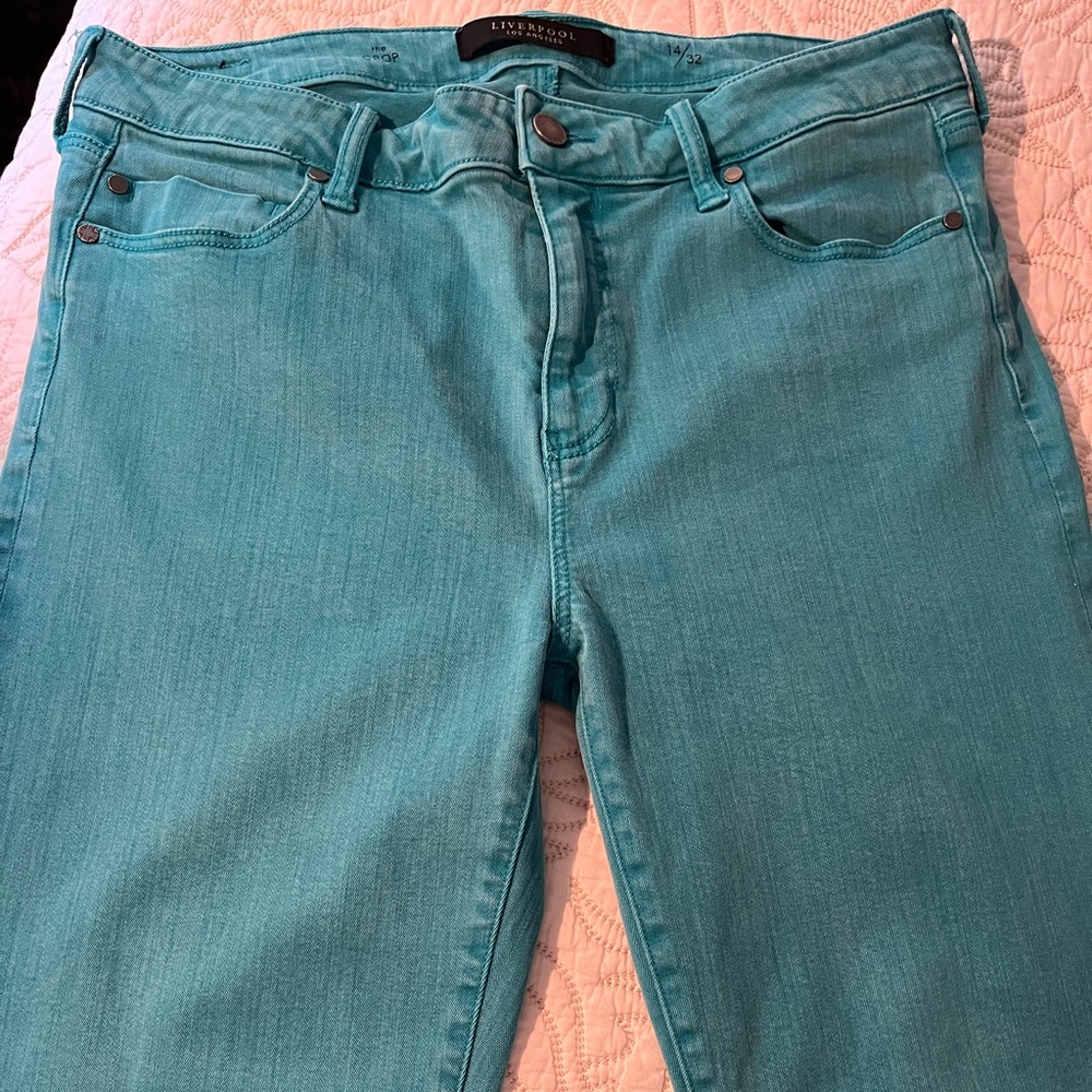 Liverpool the Crop size 14 skinny jeans teal